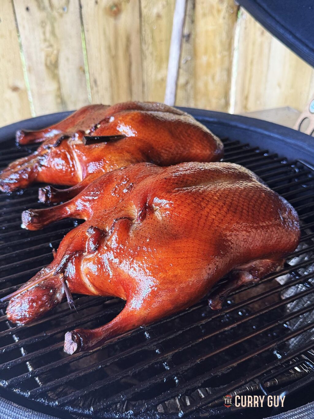 Two Peking Ducks on the barbecue.